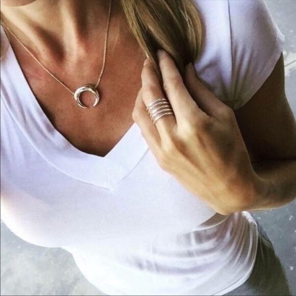 Stella & Dot Maylee Silver Tone Ring Stacked Look - M/L (7-8) - Picture 5 of 5